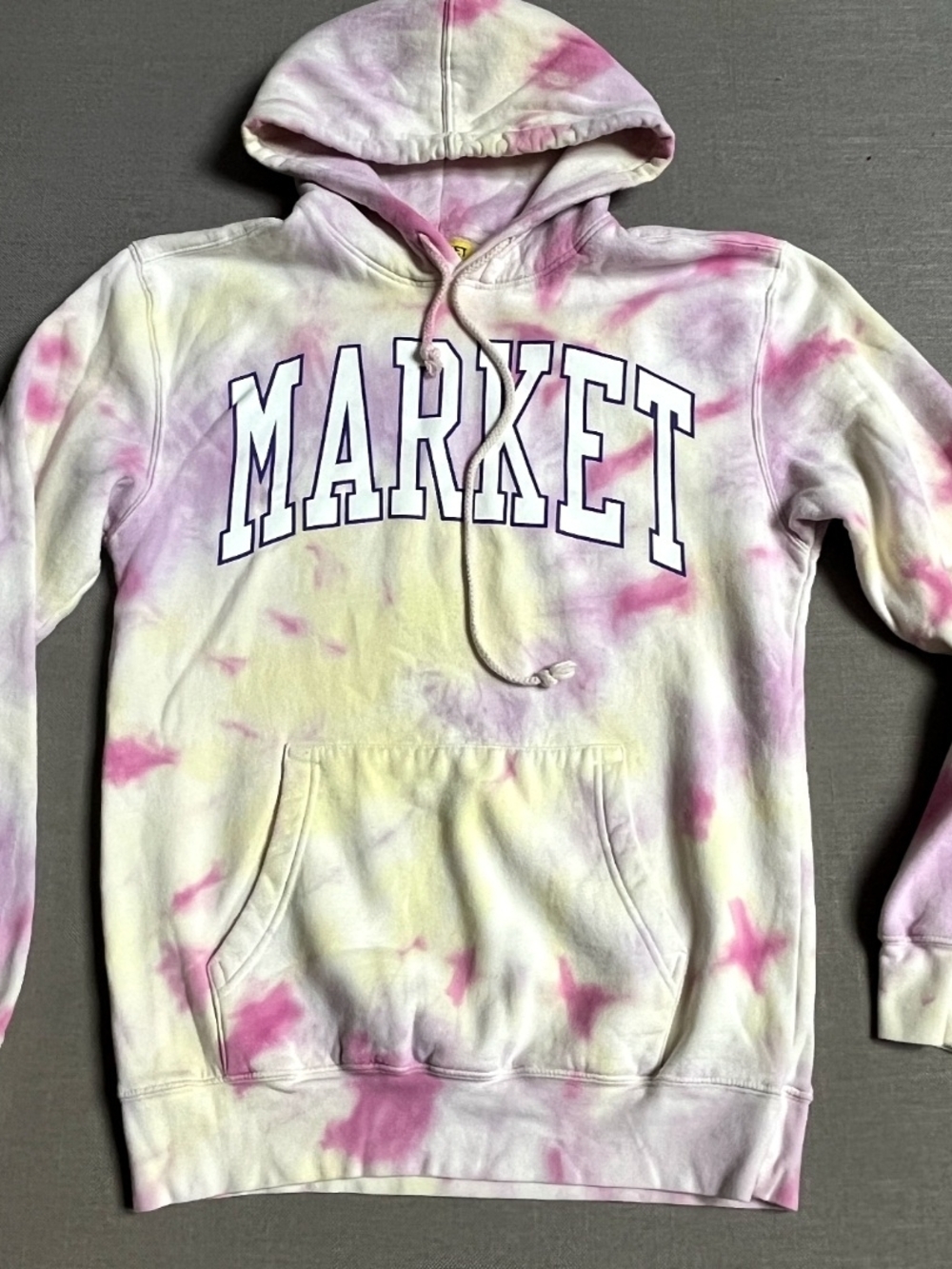 Chinatown Market Women's Tie-Dye Pul Hoodie in Pink & Yellow, Size L, Unisex